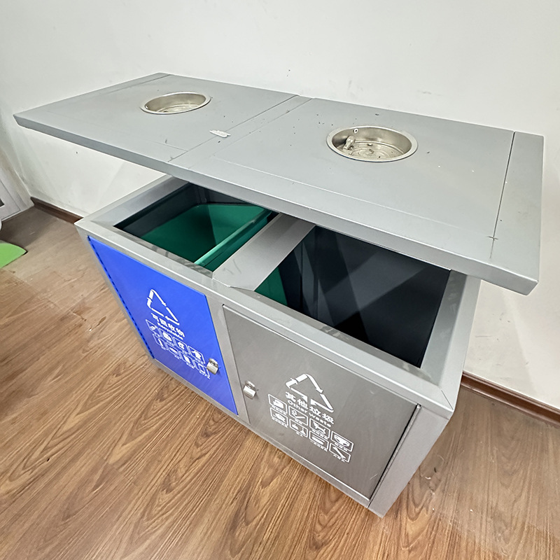 不銹鋼公園景區戶外分類雙桶垃圾箱