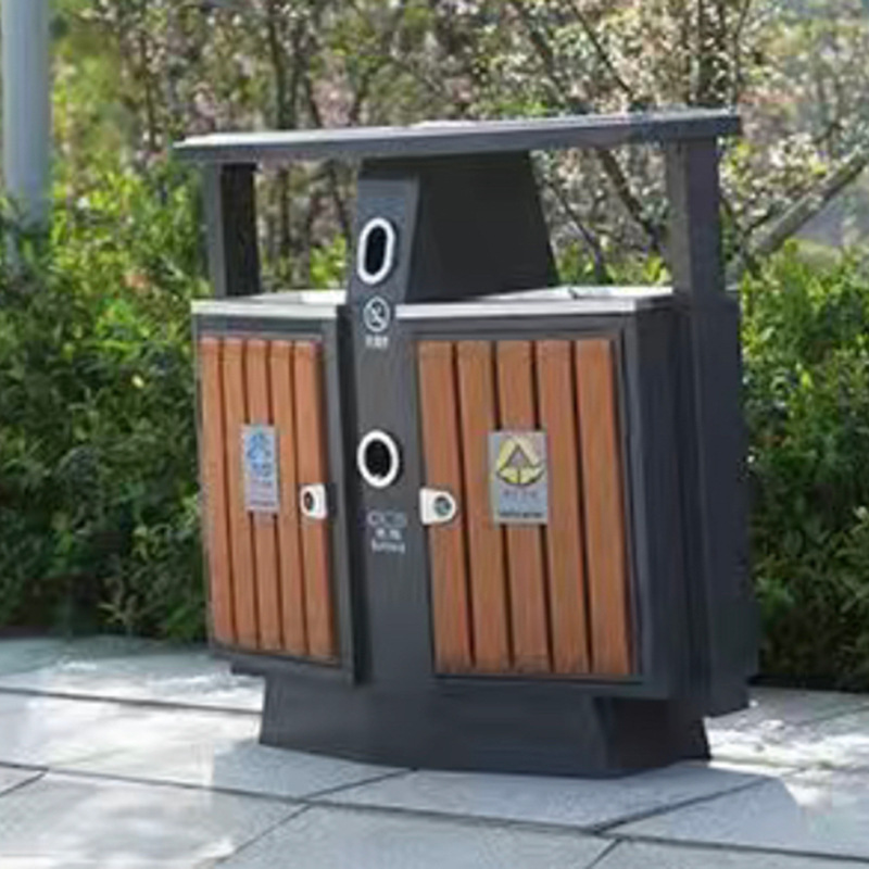 鍍鋅板分類戶外垃圾箱 公園小區室外雙桶垃圾桶 大號景區垃圾桶